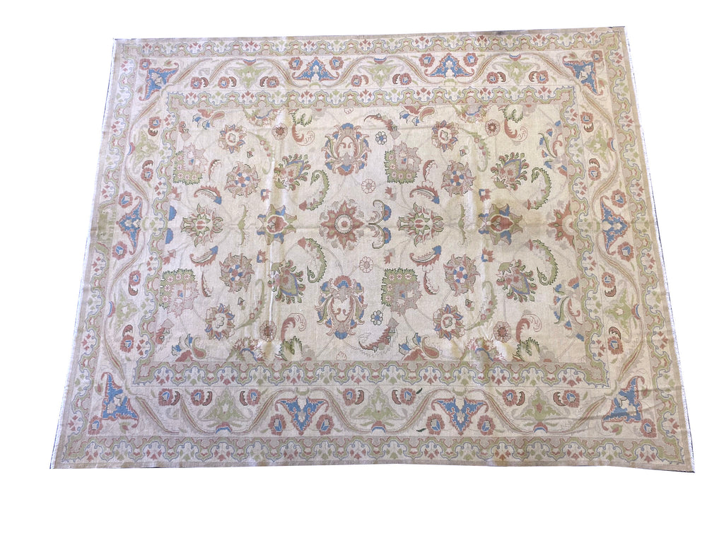 10.9 x 13.3 New Oushak Handmade Rug Natural Soft Wool #PIX-20398