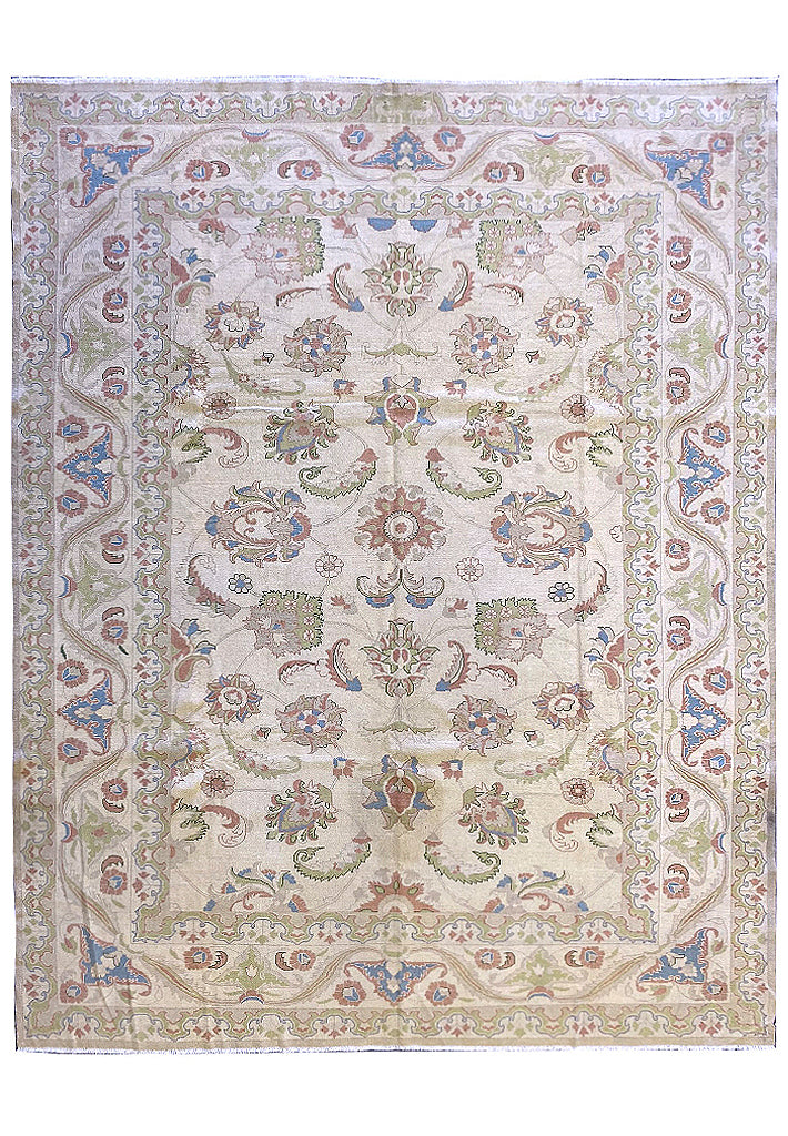 10.9 x 13.3 New Oushak Handmade Rug Natural Soft Wool #PIX-20398