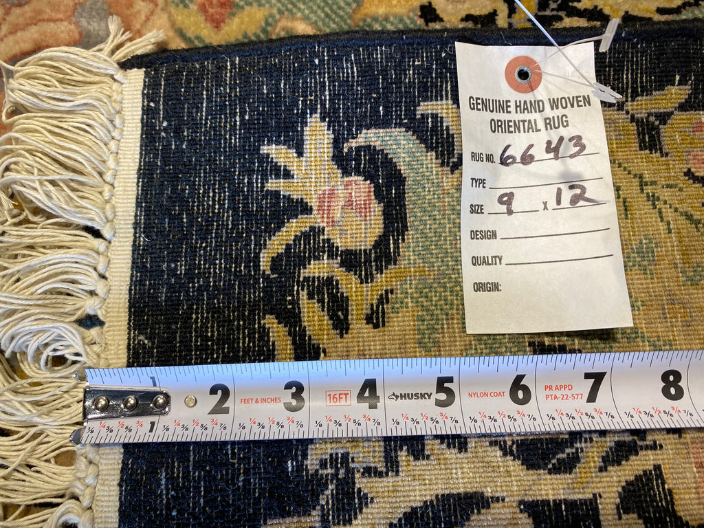 9.0 x 12.0 Fine Weave Rug New Handmade English Garden Midnight Black Blue #F-6643