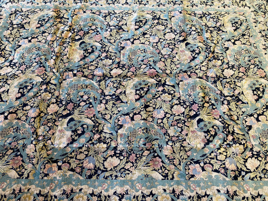 9.0 x 12.0 Fine Weave Rug New Handmade English Garden Midnight Black Blue #F-6643