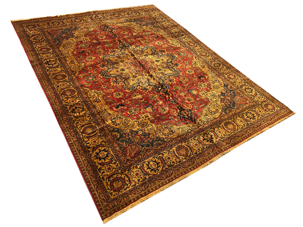 11.3 x 14.6 Semi-Antique Persian Tabriz Rug 1970s #375