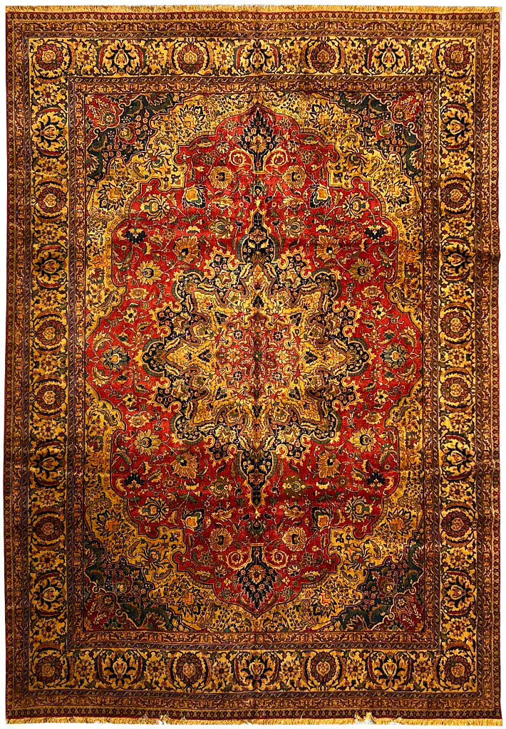 11.3 x 14.6 Semi-Antique Persian Tabriz Rug 1970s #375
