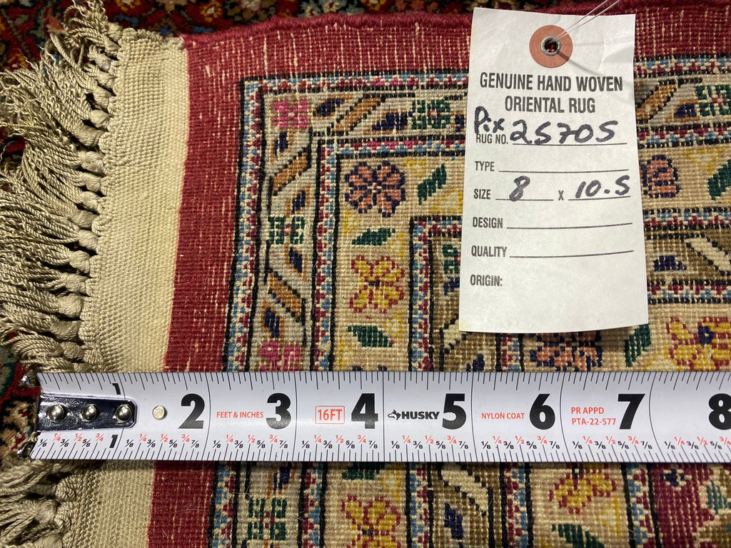 8.0 x 10.5 Fine Quality Wool and Silk Mahi Herati Tabriz Rug #PIX-25705