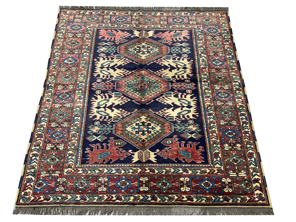 5.8 x 6.0 Chechen Kazak Rug Wool on Wool #PIX-19273