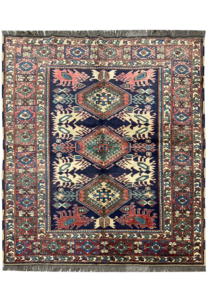 5.8 x 6.0 Chechen Kazak Rug Wool on Wool #PIX-19273