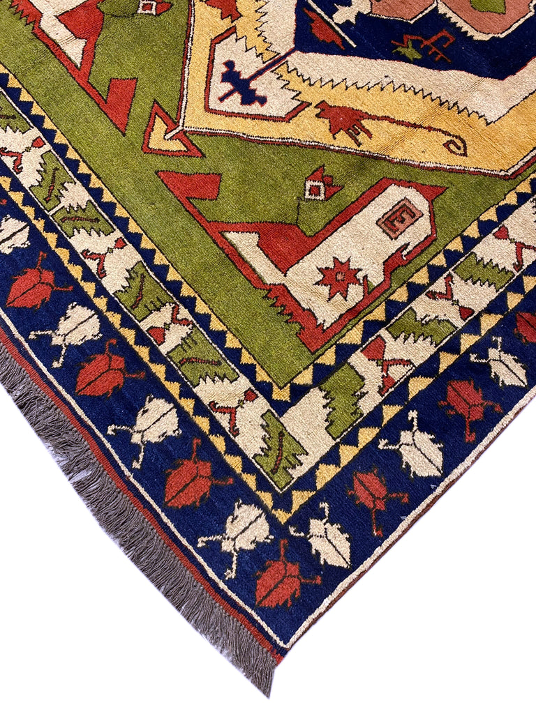 5.3 x 7.7 GREEN Kazak Rug #PIX-9625