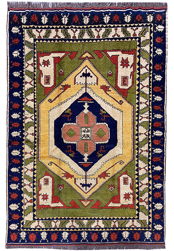 5.3 x 7.7 GREEN Kazak Rug #PIX-9625