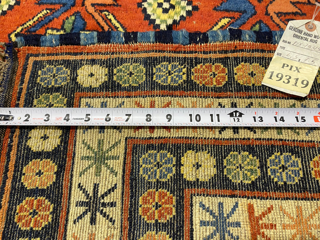 6.5 x 7.5 Genuine Chechen Perpedil Kazak Rug #PIX-19319