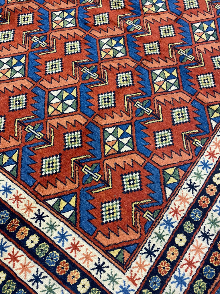 6.5 x 7.5 Genuine Chechen Perpedil Kazak Rug #PIX-19319