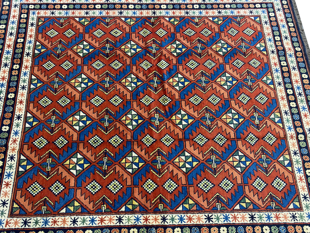 6.5 x 7.5 Genuine Chechen Perpedil Kazak Rug #PIX-19319
