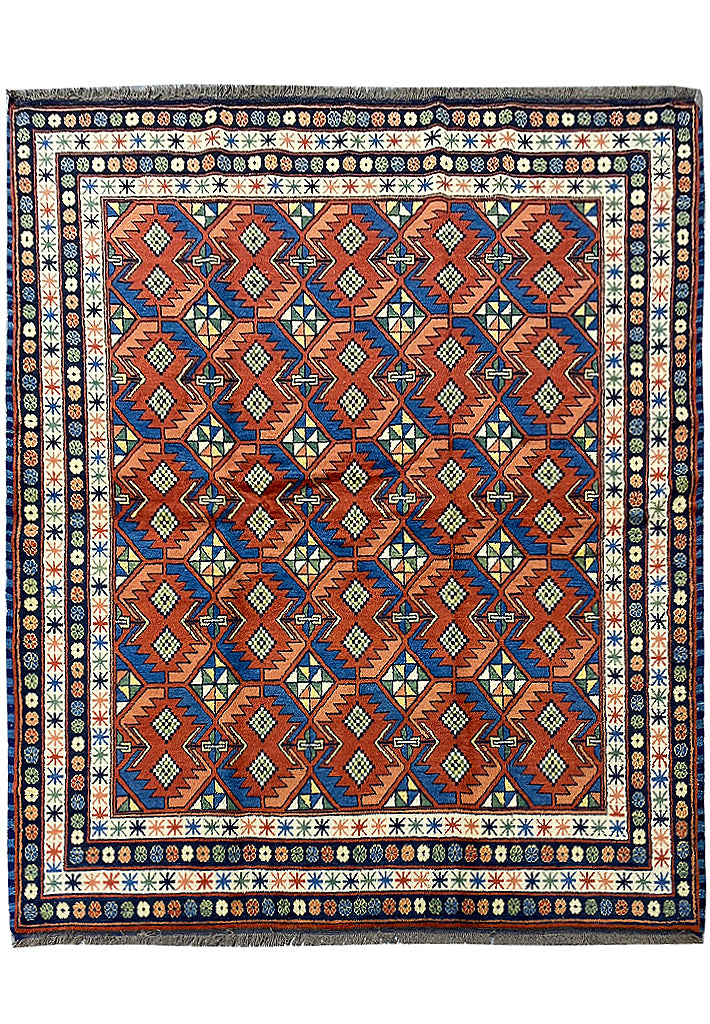 6.5 x 7.5 Genuine Chechen Perpedil Kazak Rug #PIX-19319
