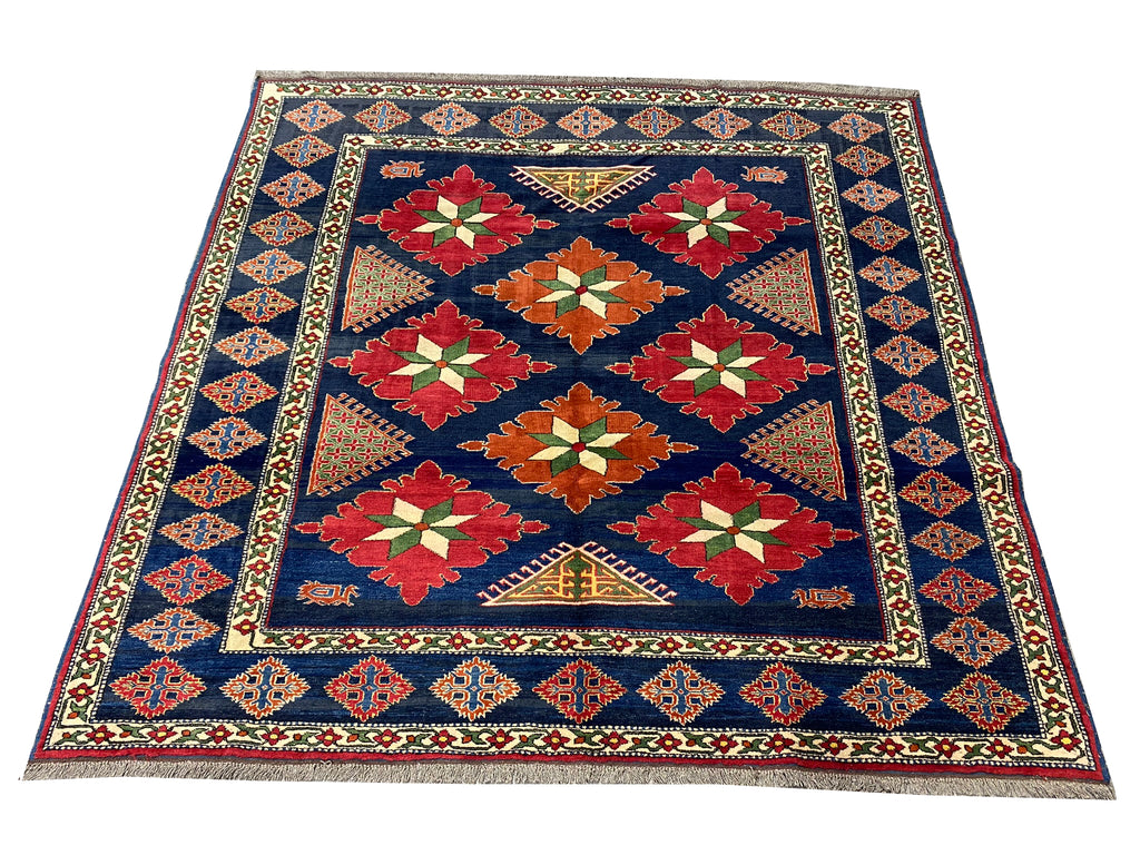 7' SQUARE Kazak Wool Rug 6.10 x 6.10 #F-6647