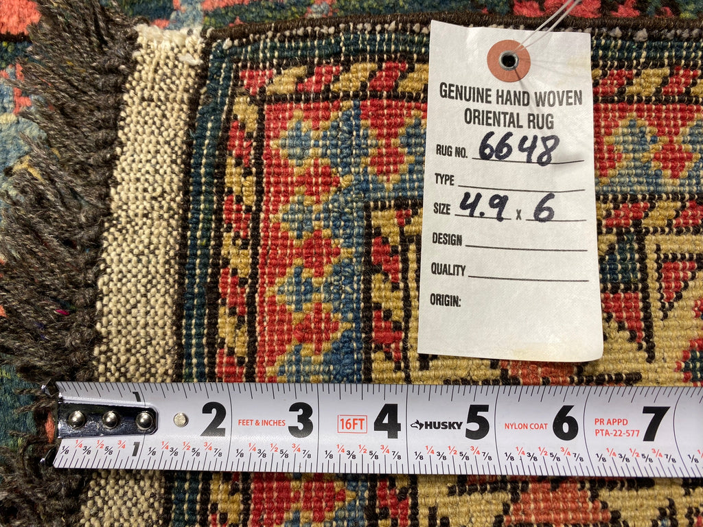 4.9 x 6.0 GREEN new Caucasian Rug #F-6648