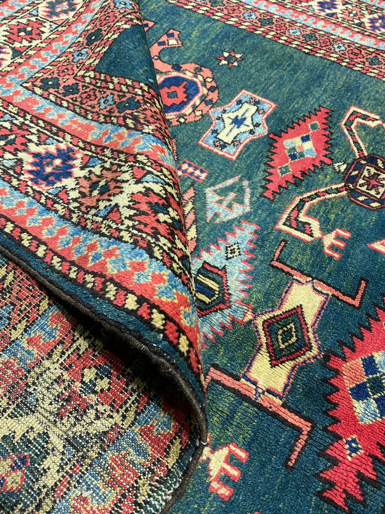 4.9 x 6.0 GREEN new Caucasian Rug #F-6648