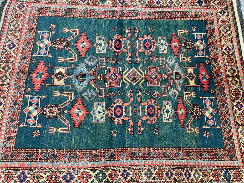 4.9 x 6.0 GREEN new Caucasian Rug #F-6648