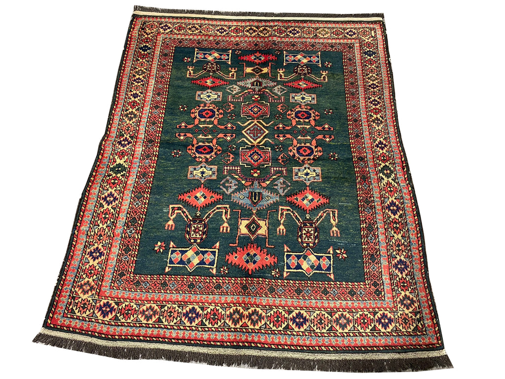 4.9 x 6.0 GREEN new Caucasian Rug #F-6648