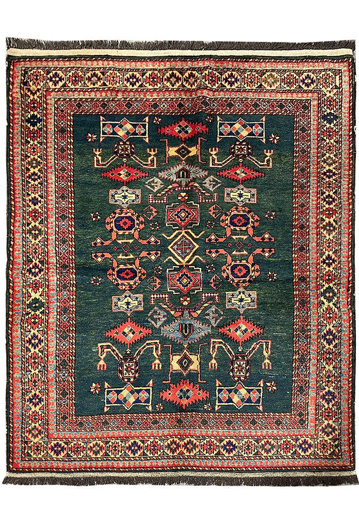 4.9 x 6.0 GREEN new Caucasian Rug #F-6648