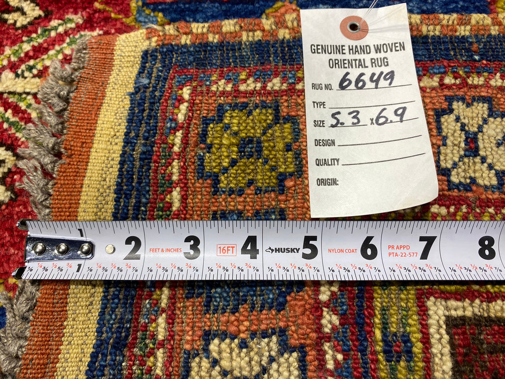 5.3 x 6.9 Super Kazak Finer Wool Quality Rug #F-6649
