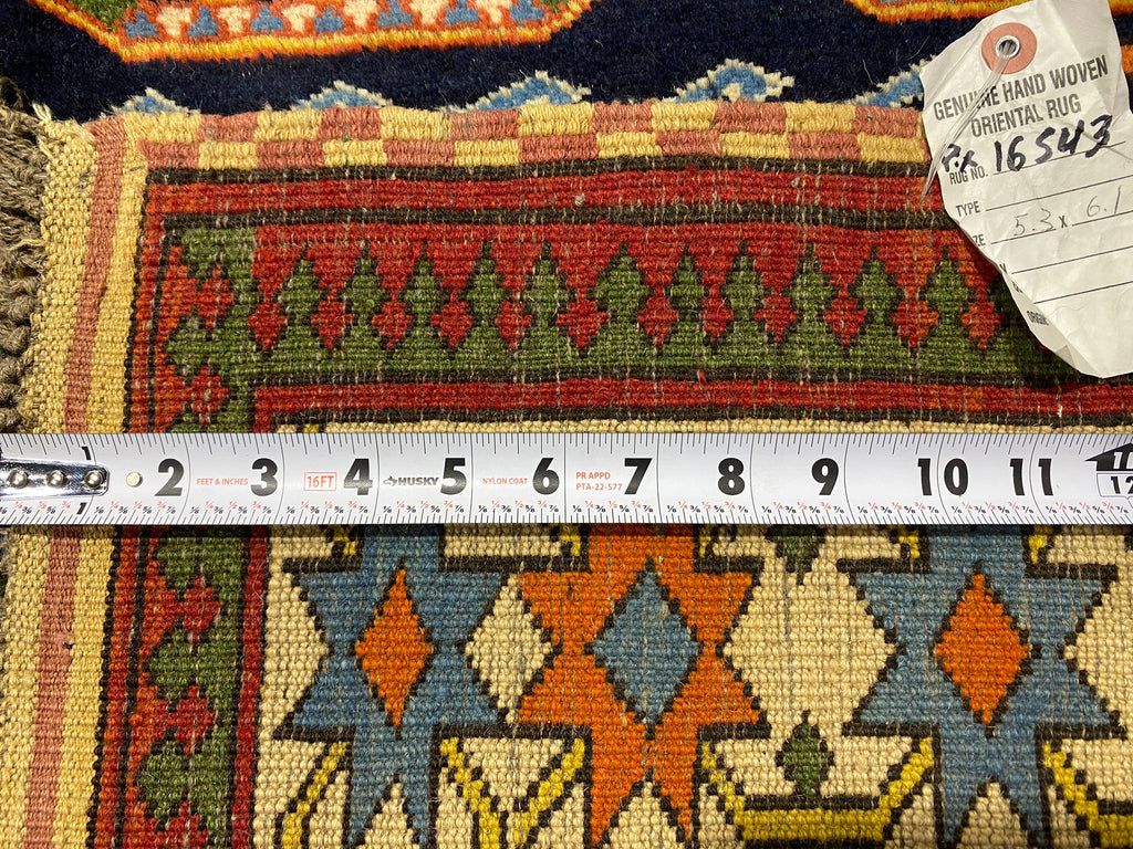 5.3 x 6.1 Genuine Kazak Wool Rug #PIX-16543