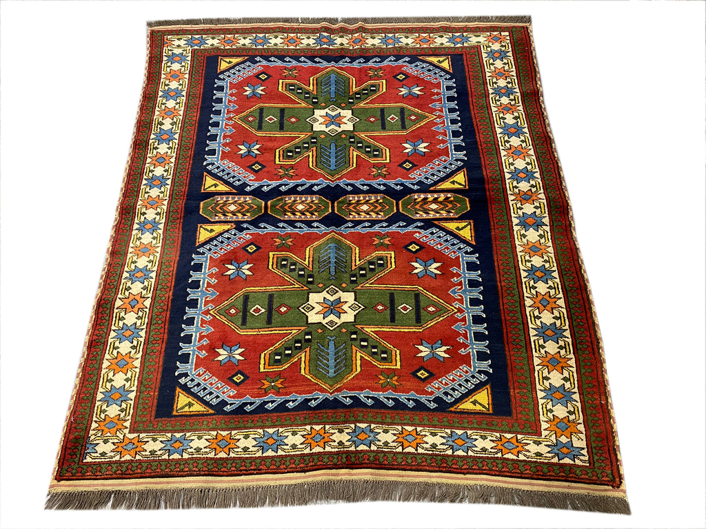 5.3 x 6.1 Genuine Kazak Wool Rug #PIX-16543