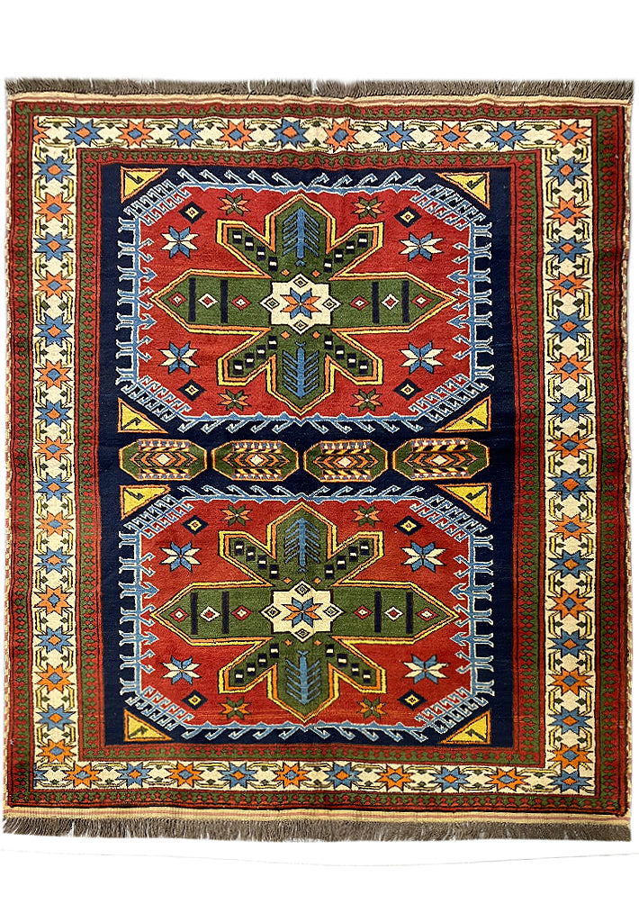 5.3 x 6.1 Genuine Kazak Wool Rug #PIX-16543
