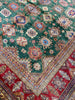 Load image into Gallery viewer, 8.4 X 12.3 GREEN Quality Wool Hand-Knotted Super Kazak Rug  #PIX-25088