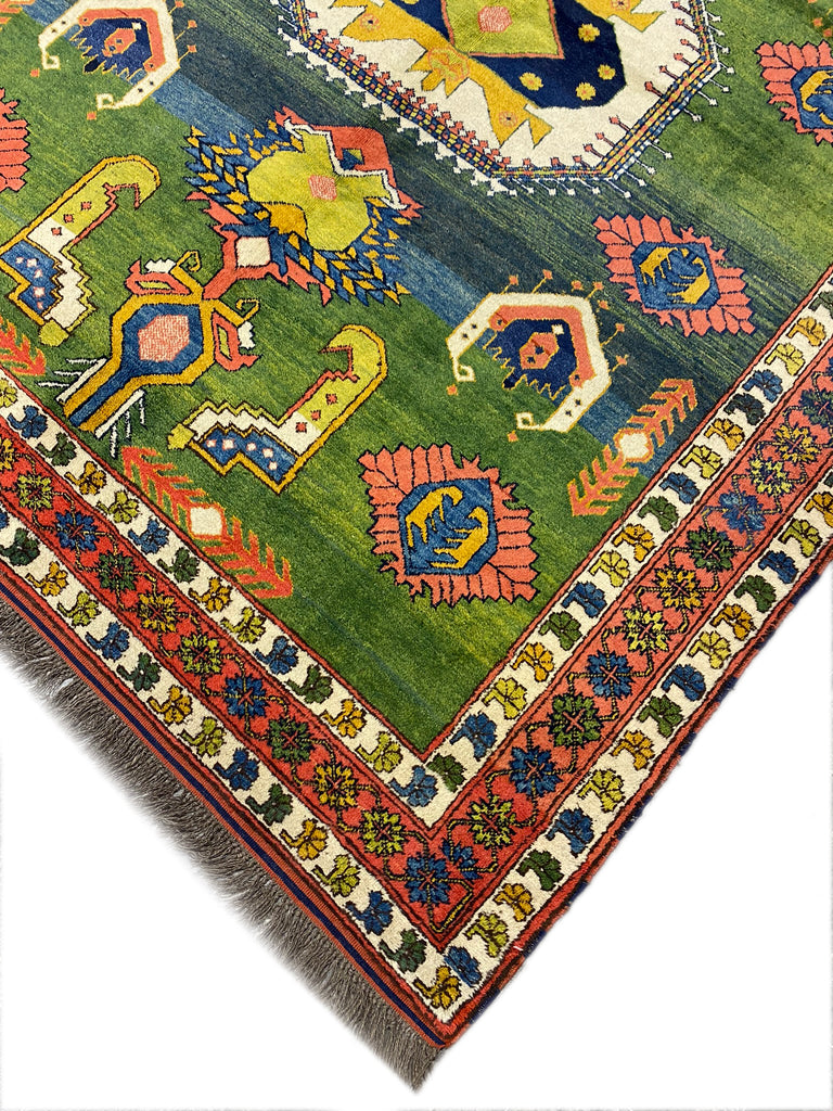 6 x 8 GREEN Wool Handmade Kazak Rug #F-6651