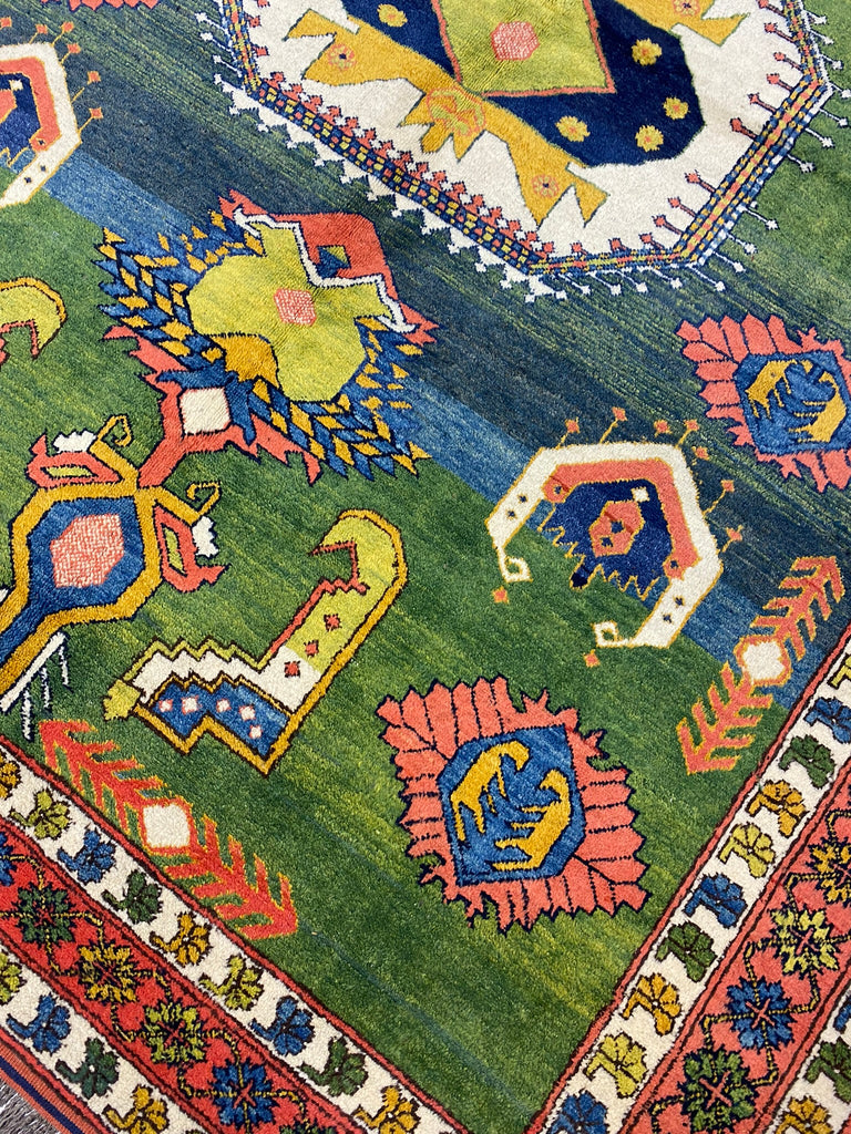 6 x 8 GREEN Wool Handmade Kazak Rug #F-6651