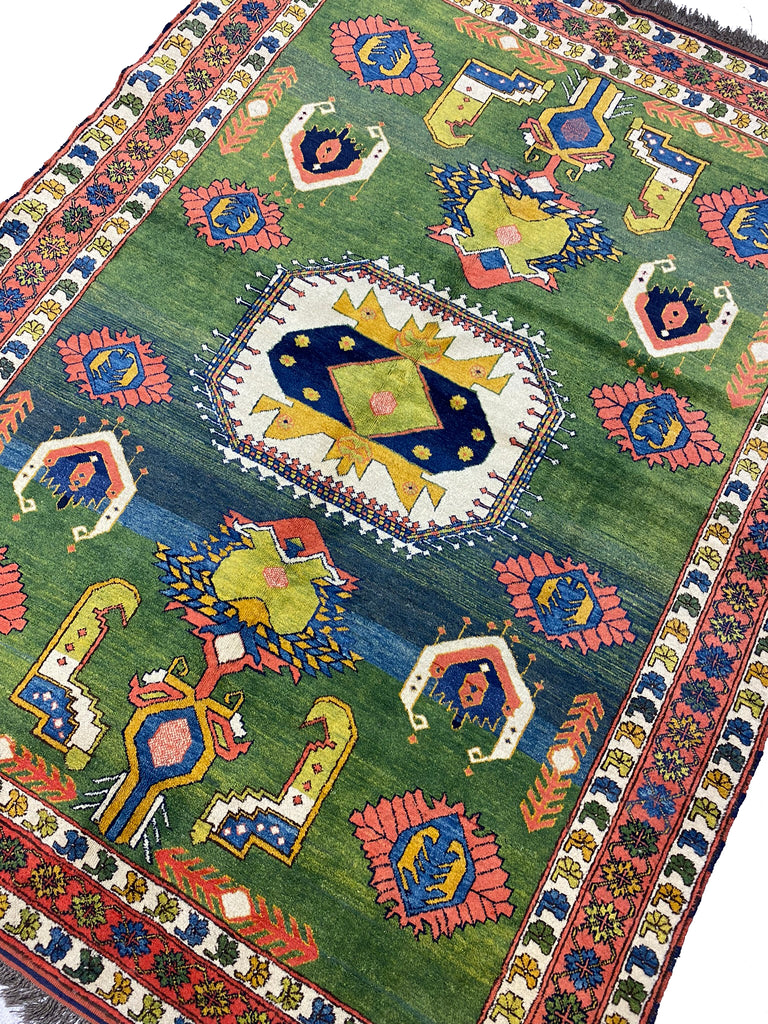 6 x 8 GREEN Wool Handmade Kazak Rug #F-6651