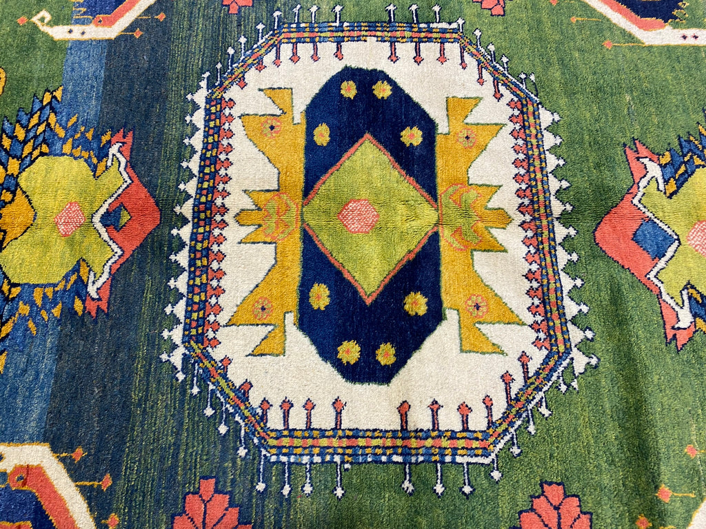 6 x 8 GREEN Wool Handmade Kazak Rug #F-6651