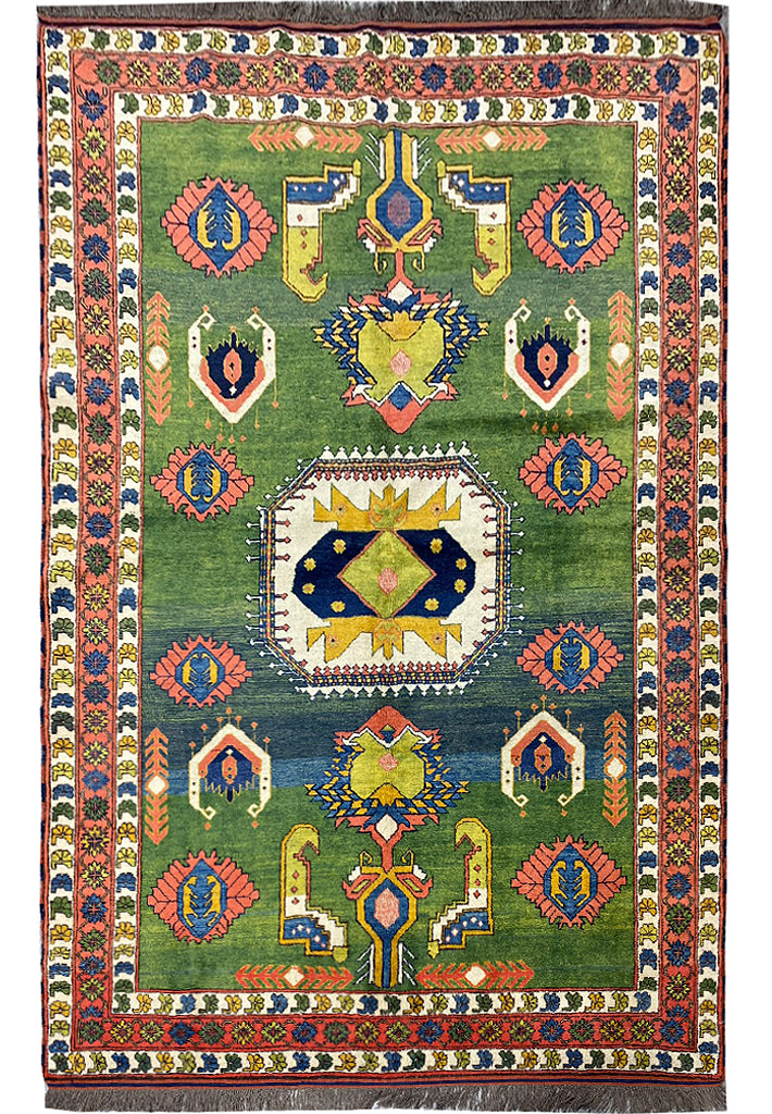 6 x 8 GREEN Wool Handmade Kazak Rug #F-6651