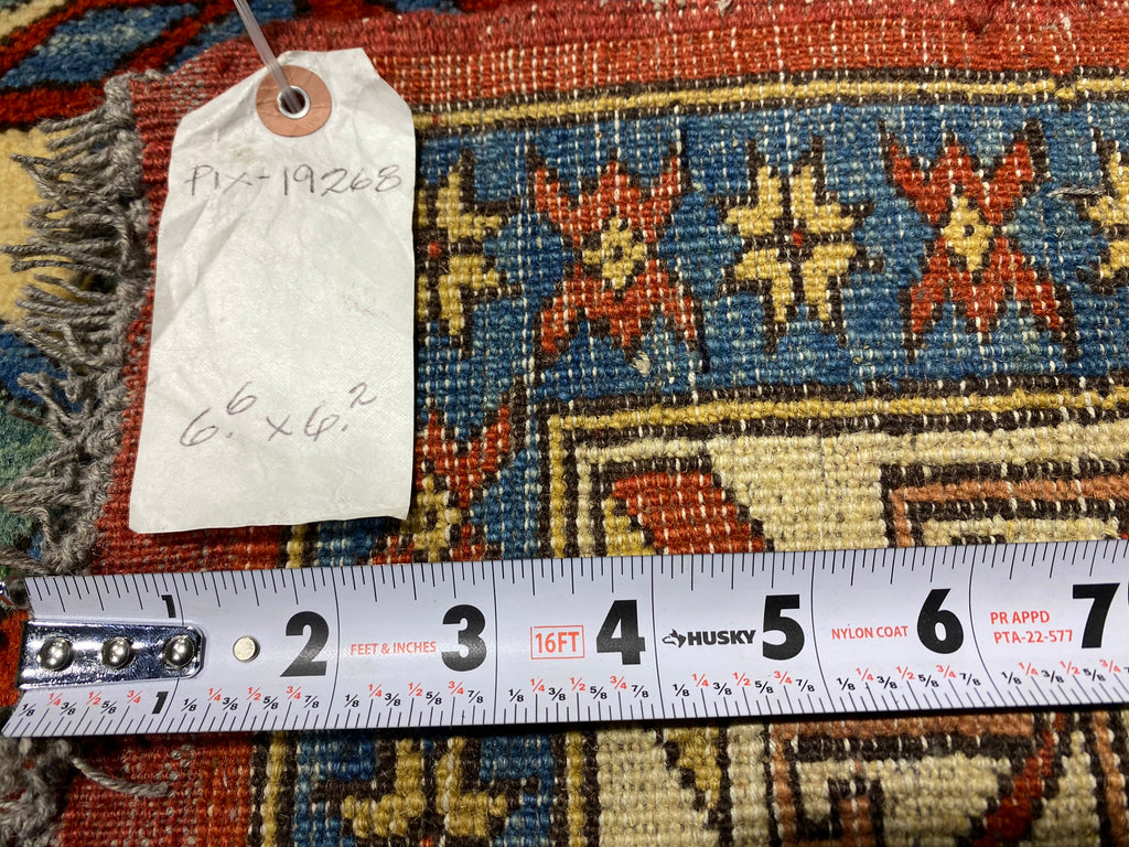 SQAURE 6.2 x 6.6 Genuine Chechen Kazak Rug #PIX-19268