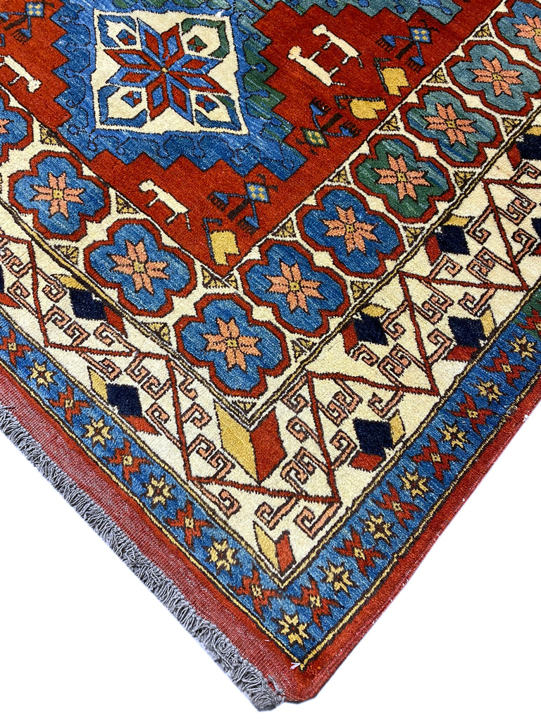 SQAURE 6.2 x 6.6 Genuine Chechen Kazak Rug #PIX-19268