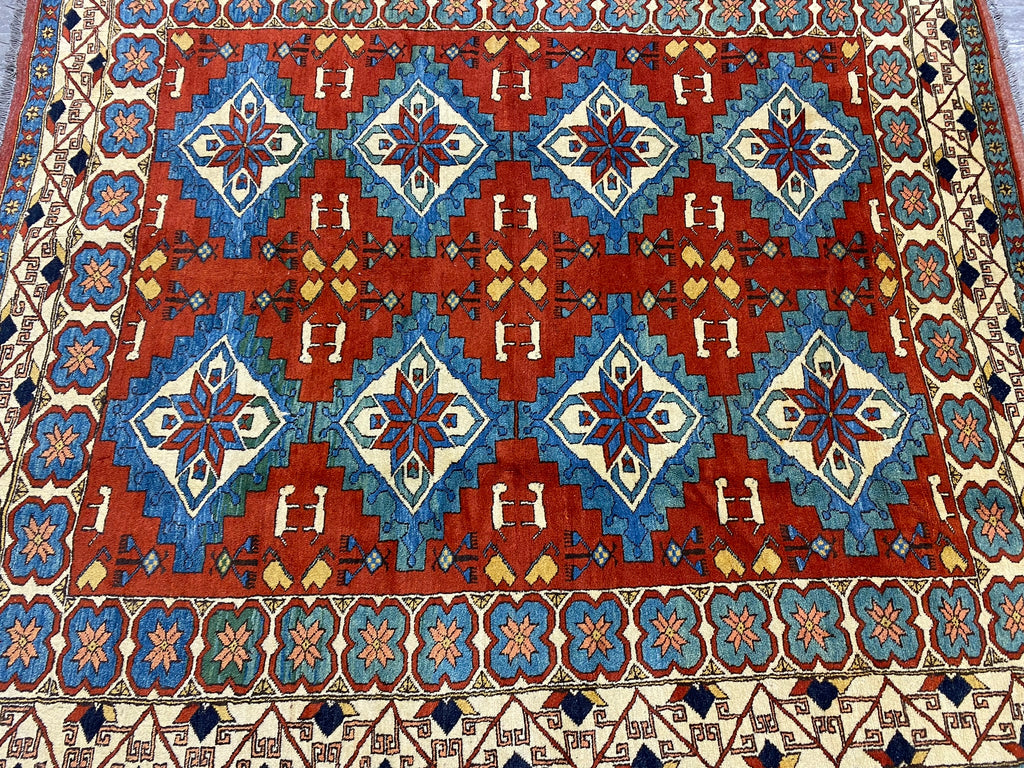 SQAURE 6.2 x 6.6 Genuine Chechen Kazak Rug #PIX-19268