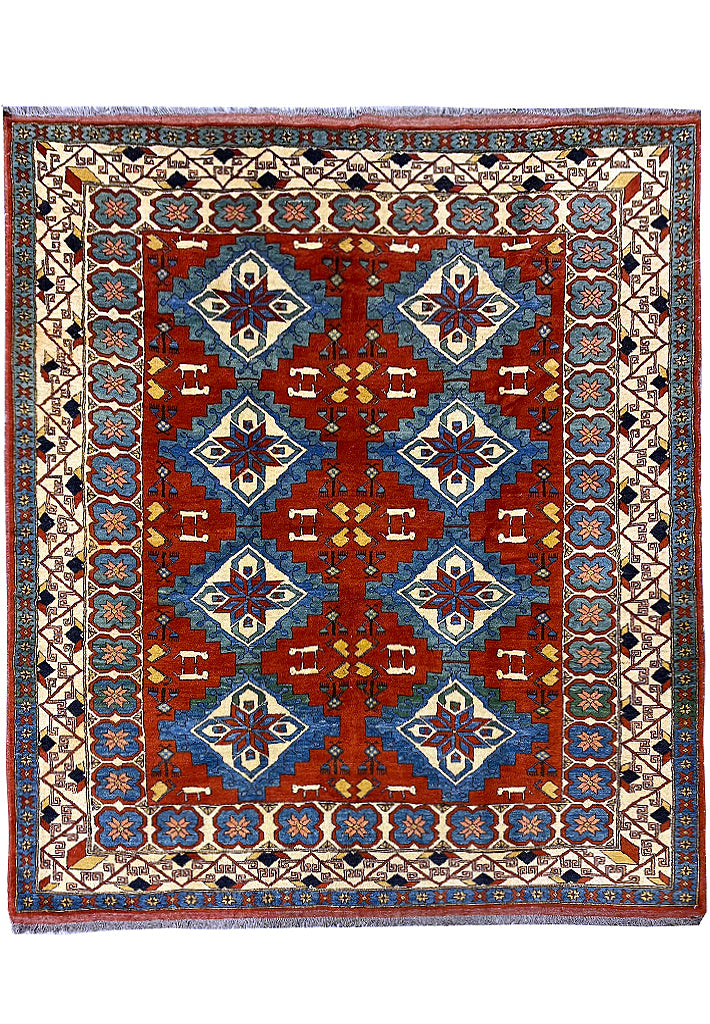 SQAURE 6.2 x 6.6 Genuine Chechen Kazak Rug #PIX-19268