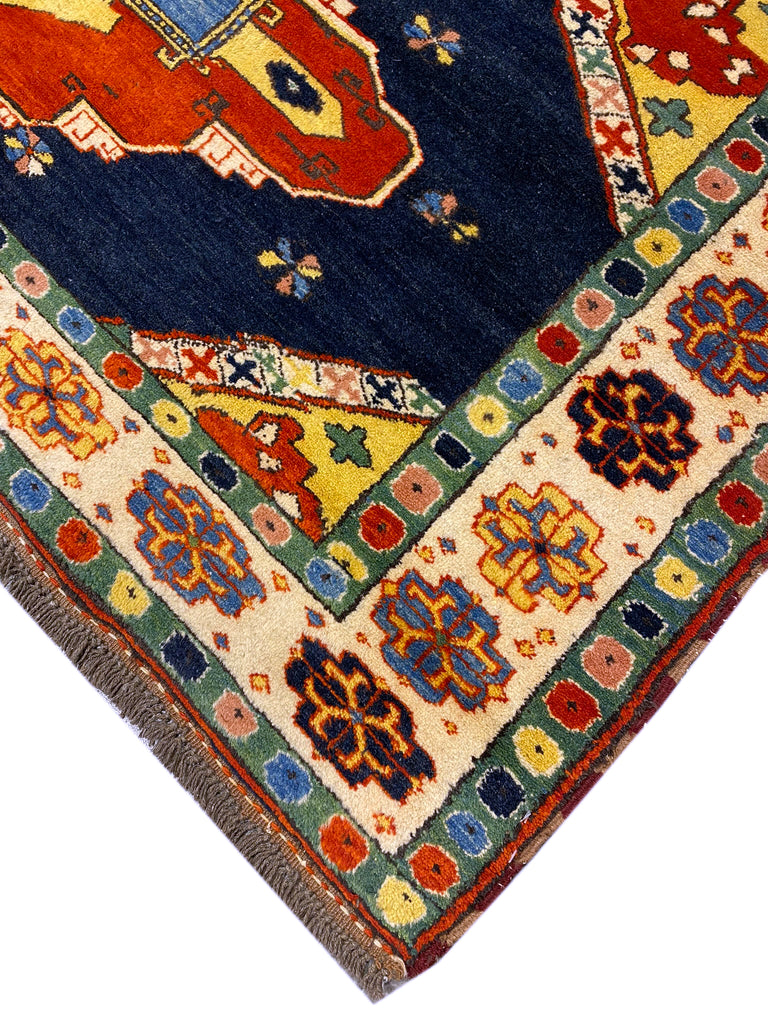 5.6 x 6.3 Chechen Kazak Handmade Rug Natural Wool #F-6654