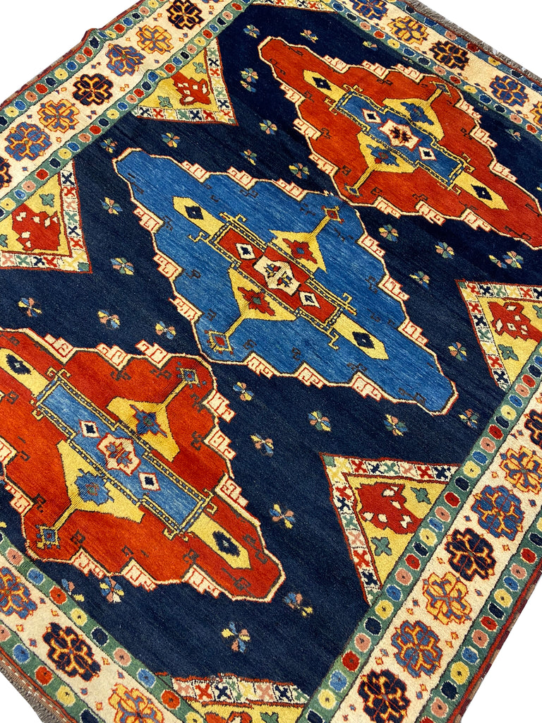 5.6 x 6.3 Chechen Kazak Handmade Rug Natural Wool #F-6654