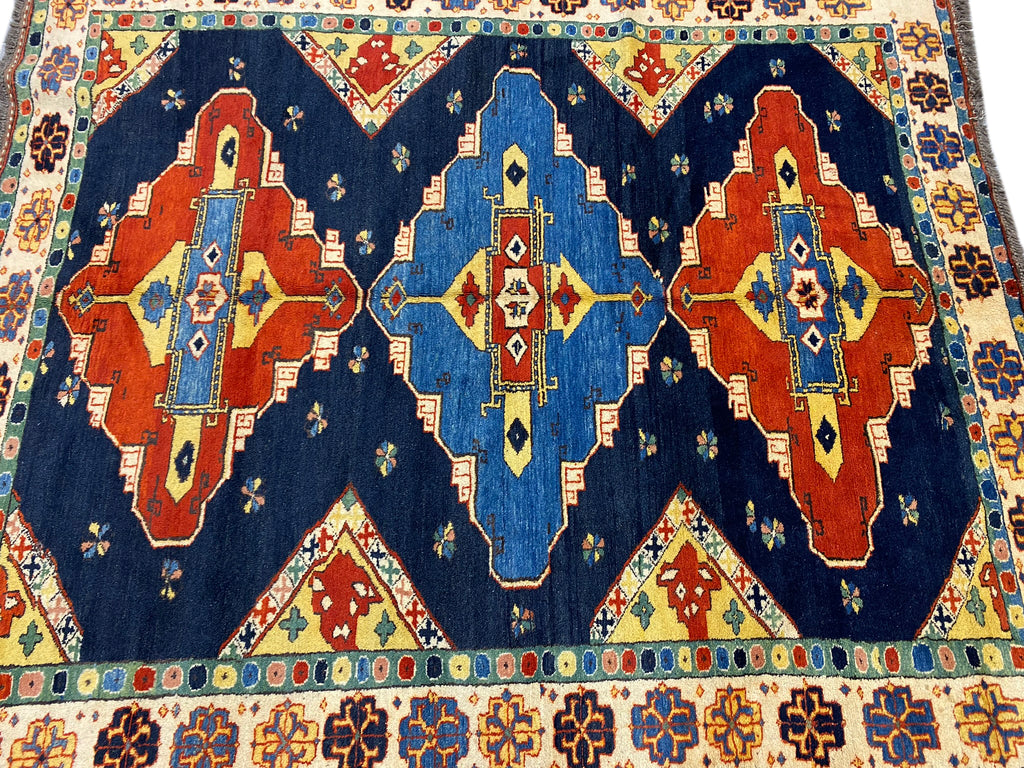 5.6 x 6.3 Chechen Kazak Handmade Rug Natural Wool #F-6654