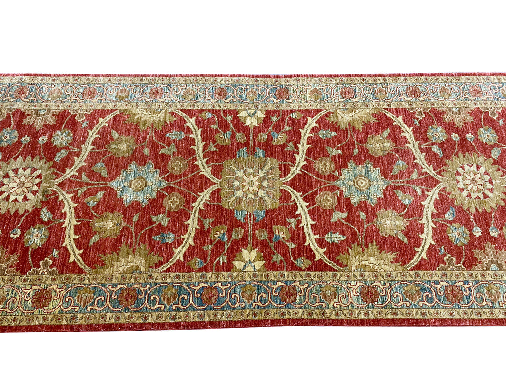 3.9 x 13.4 Handmade Runner Chobi Peshawar Natural Wool Runner Rug #F-6655