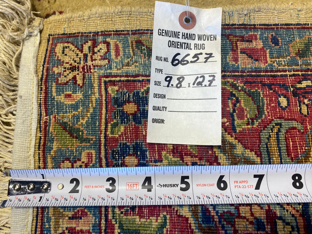 9.8 x 12.7 Antique Authentic Persian Kerman Lavar Rug #F-6657