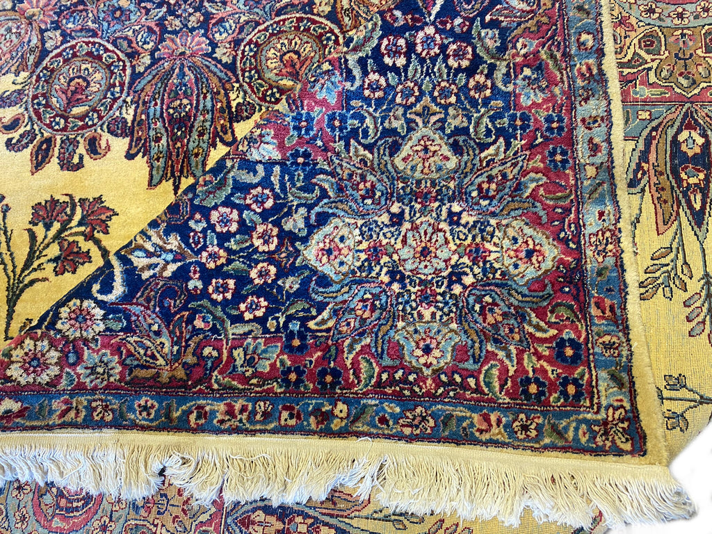 9.8 x 12.7 Antique Authentic Persian Kerman Lavar Rug #F-6657
