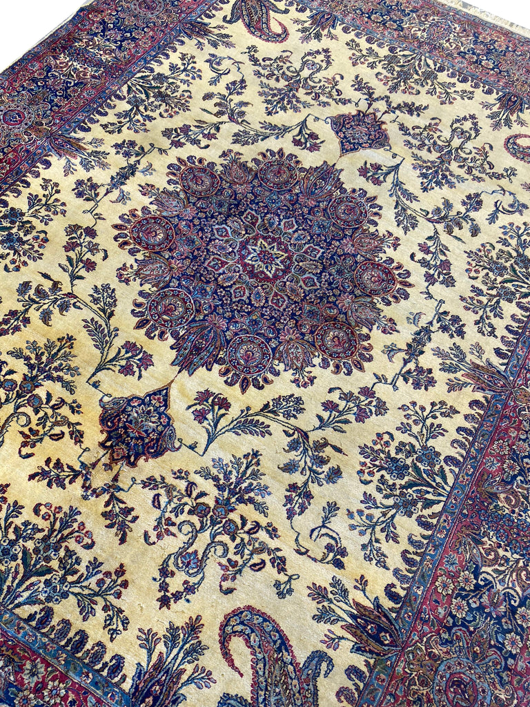 9.8 x 12.7 Antique Authentic Persian Kerman Lavar Rug #F-6657