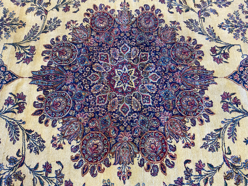 9.8 x 12.7 Antique Authentic Persian Kerman Lavar Rug #F-6657