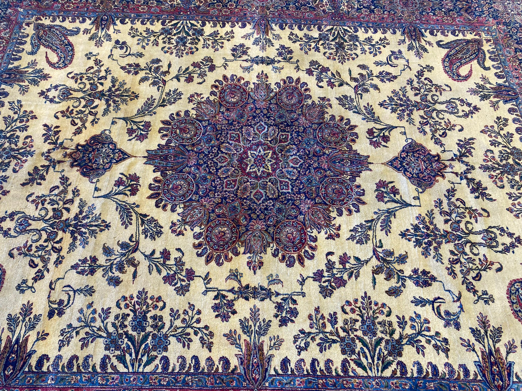 9.8 x 12.7 Antique Authentic Persian Kerman Lavar Rug #F-6657