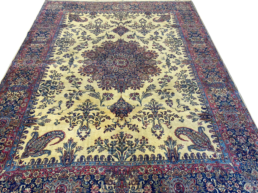 9.8 x 12.7 Antique Authentic Persian Kerman Lavar Rug #F-6657