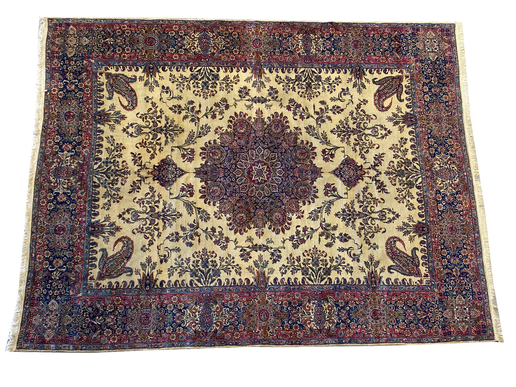 9.8 x 12.7 Antique Authentic Persian Kerman Lavar Rug #F-6657