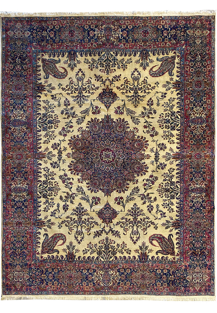 9.8 x 12.7 Antique Authentic Persian Kerman Lavar Rug #F-6657