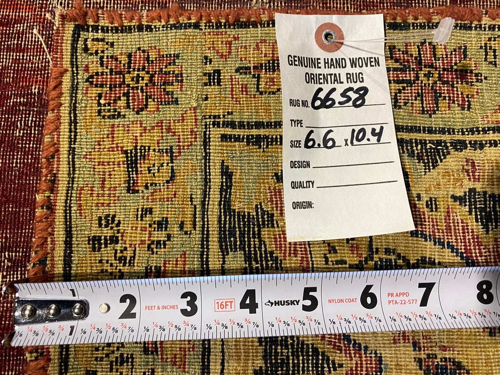 6.6 x 10.4 Antique Persian Kermanshah Rug WORN #F-6658