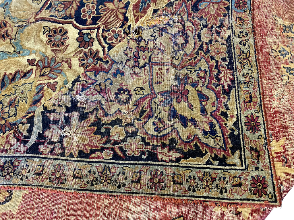 6.6 x 10.4 Antique Persian Kermanshah Rug WORN #F-6658