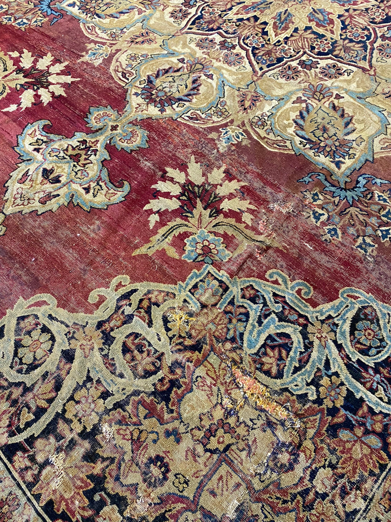 6.6 x 10.4 Antique Persian Kermanshah Rug WORN #F-6658